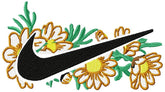 Floral Nike Inspired Swoosh Embroidery Design - FineryEmbroidery